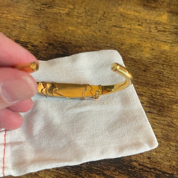 Francesca’s | Gold Pink and Gray Stone Cuff Bracelet - Picture 3 of 4